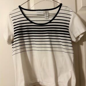 Liz Claiborne Black and White Striped Tee